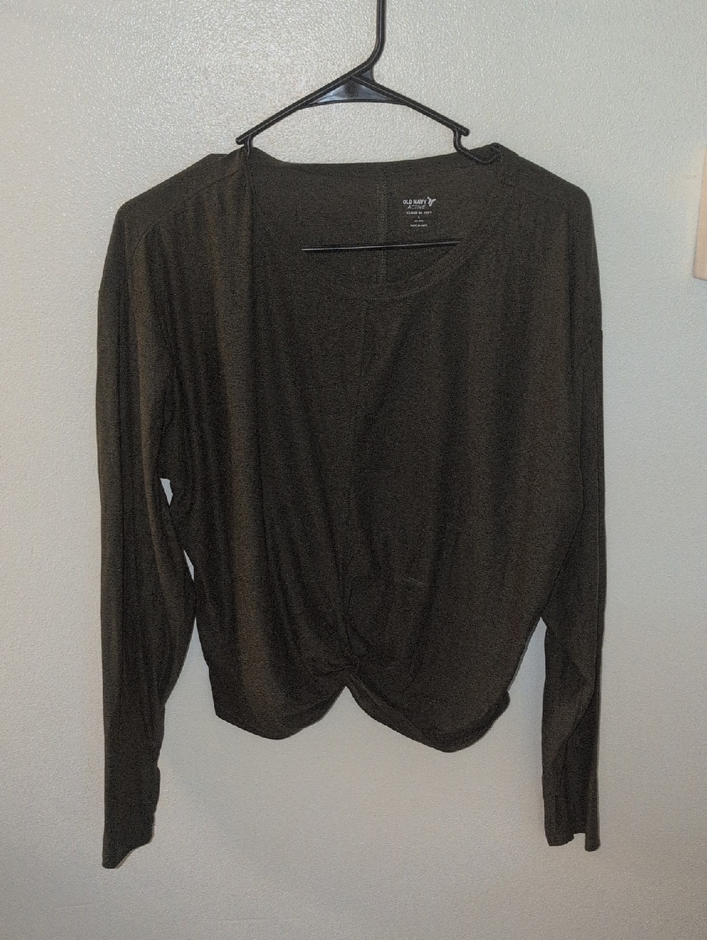 Old Navy Dark Green Long-Sleeve Twist-Front Tee